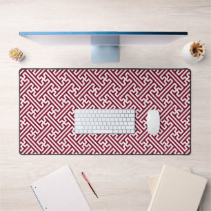 Sayagata pattern, Japanese, Burgundy and White  Desk Mat