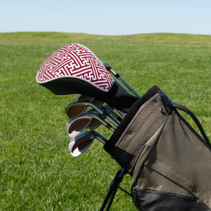 Sayagata pattern, Japanese, Burgundy and White  Golf Head Cover