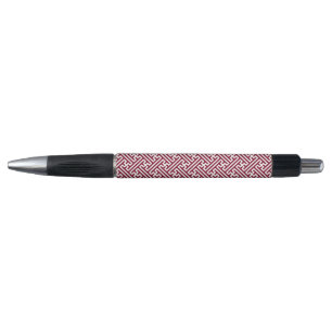 Sayagata pattern, Japanese, Burgundy and White Pen