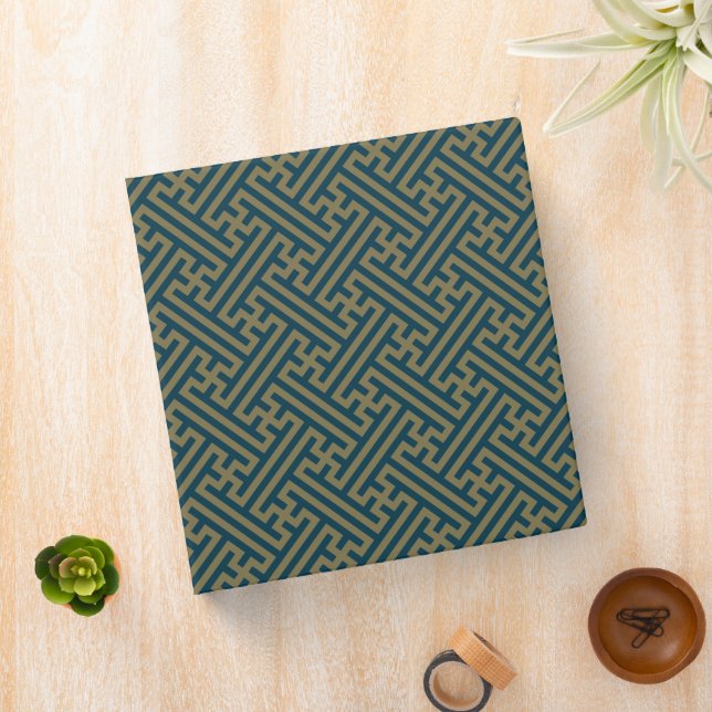 Sayagata pattern, Japanese, Gold and Navy Blue Binder (In Situ)