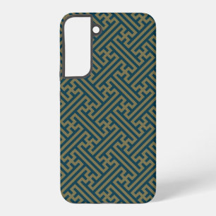 Sayagata pattern, Japanese, Gold and Navy Blue Samsung Galaxy Case