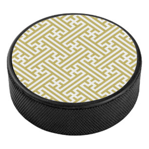 Sayagata pattern, Japanese, Gold and White Hockey Puck