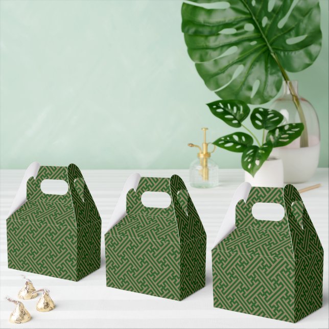 Sayagata pattern, Japanese, Green and Gold Favor Box (Multiple)