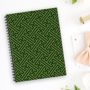 Sayagata pattern, Japanese, Green and Gold Notebook