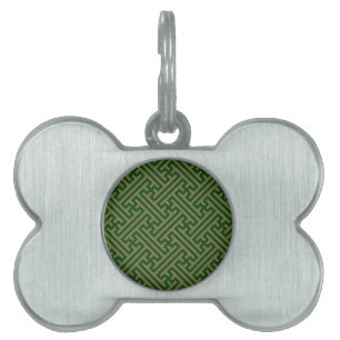 Sayagata pattern, Japanese, Green and Gold Pet ID Tag