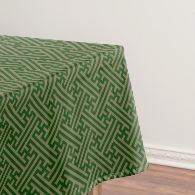 Sayagata pattern, Japanese, Green and Gold Tablecloth (In Situ)
