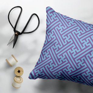 Sayagata pattern, Japanese, Purple and Blue Accent Pillow