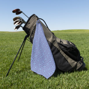 Sayagata pattern, Japanese, Purple and Blue Golf Towel