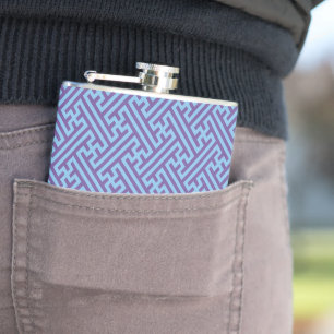 Sayagata pattern, Japanese, Purple and Blue Hip Flask