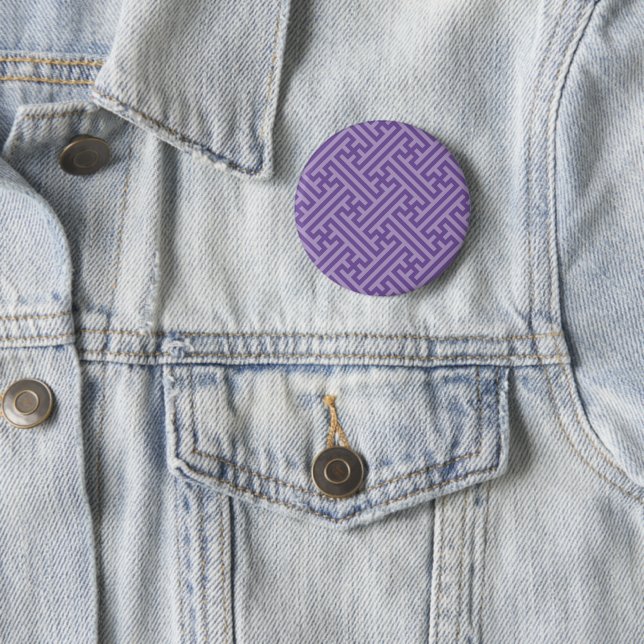 Sayagata pattern, Japanese, Purple and Pink 2 Inch Round Button (In Situ)