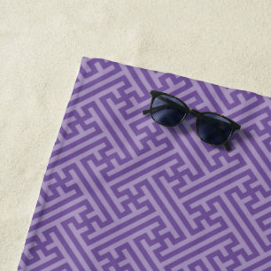 Sayagata pattern, Japanese, Purple and Pink Beach Towel