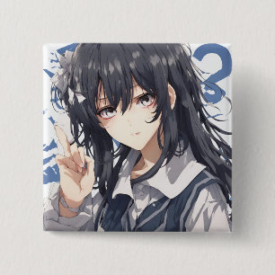 Sayaka Tanaka Original Can Badge 2 Inch Square Button