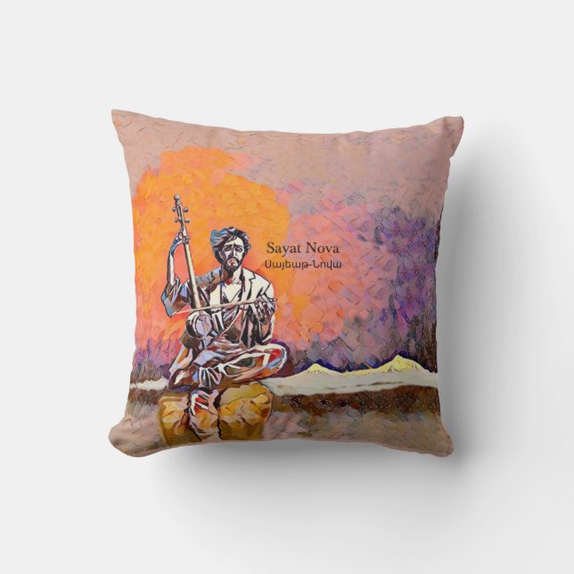 Sayat Nova Throw Pillow (Front)