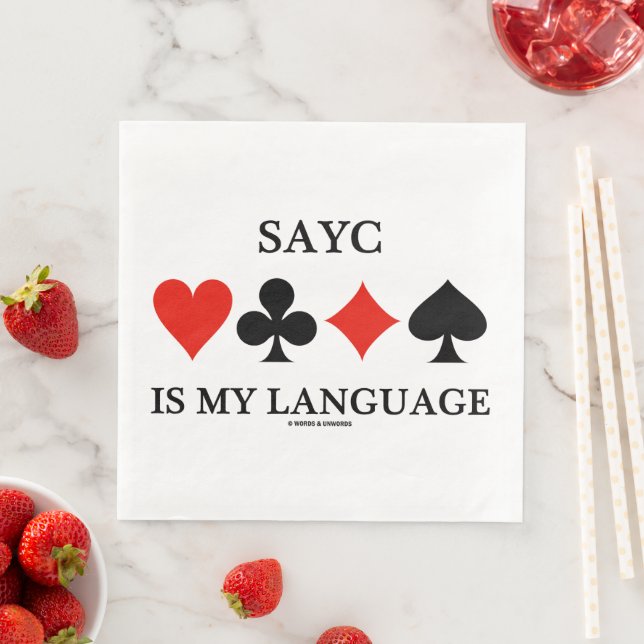 SAYC Is My Language Four Card Suits Napkin (Insitu)