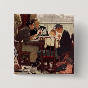 Saying Grace by Norman Rockwell 2 Inch Square Button