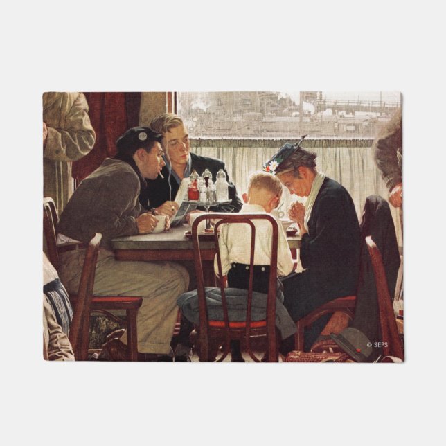 Saying Grace by Norman Rockwell Doormat (Front)