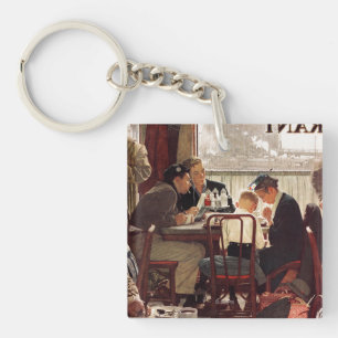 Saying Grace by Norman Rockwell Keychain