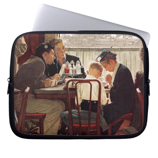 Saying Grace by Norman Rockwell Laptop Sleeve (Front)