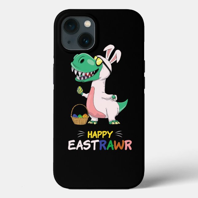 Saying Greetings Dinosaur Bunny Egg Happy Easter S Case-Mate iPhone Case (Back)