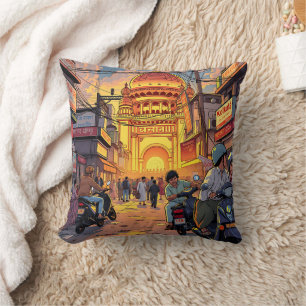 Saying Hello from India Kolkata Throw Pillow