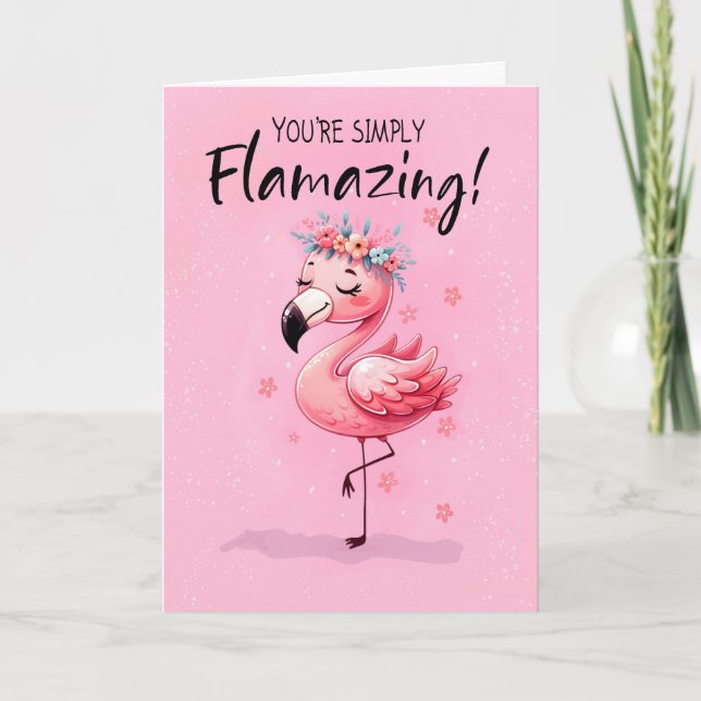Saying Hi with Whimsical Flamingo Fabulous and Fun Card (Front)
