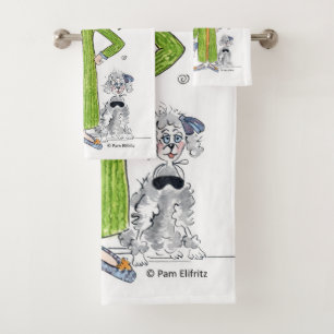 Saying I Don’t Do Mornings Lady and Poodle Bath Towel Set