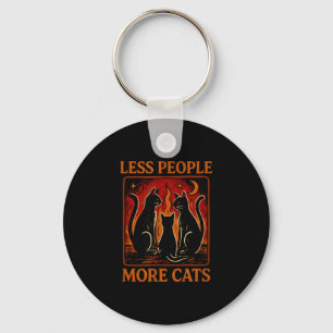 Saying less people more cats ironic funny keychain