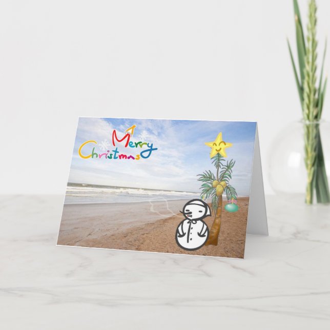 SAYING MERRY CHRISTMAS "FROM THE BEACH" HOLIDAY CARD (Front)