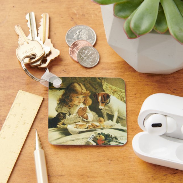 Saying Our Prayers, Suspense Charles Burton Barber Keychain (Desk)