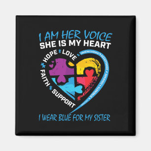 Sayings Puzzle I Wear Blue For My Sister Autism Aw Magnet