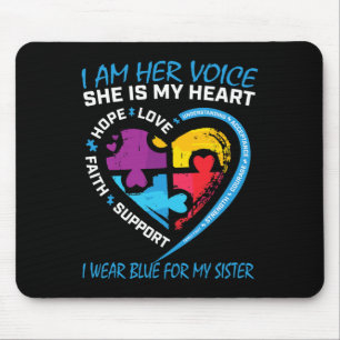 Sayings Puzzle I Wear Blue For My Sister Autism Aw Mouse Pad