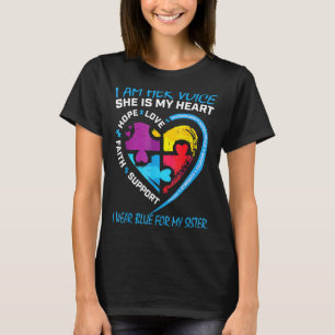 Sayings Puzzle I Wear Blue For My Sister Autism Aw T-Shirt