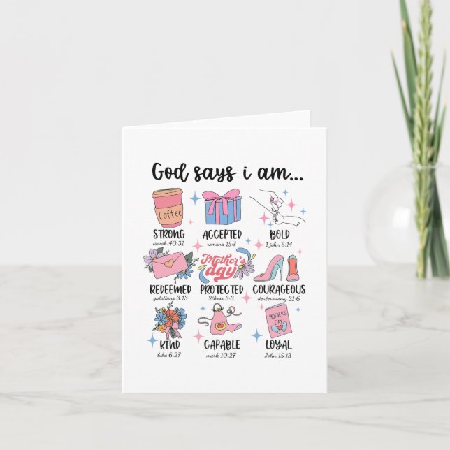 Says I Am Mothers Day Christian Motivation Mom Jes Card (Front)
