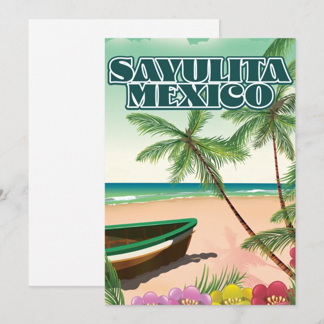 Sayulita Mexico beach poster Save The Date (Front/Back)