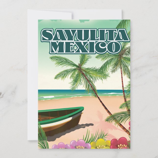 Sayulita Mexico beach poster Save The Date (Front)