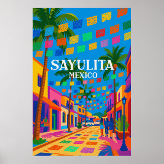 Sayulita Mexico Colourful Travel Poster