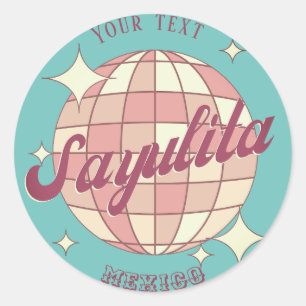 Sayulita Mexico Retro Vintage Party souvenir  Classic Round Sticker