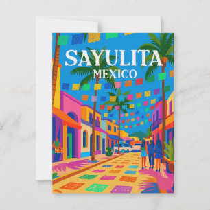 Sayulita Mexico Vintage Vibrant Street Postcard