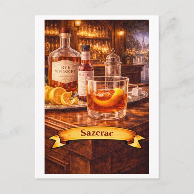 Sazerac Cocktail (American Food Series) Postcard (Front)