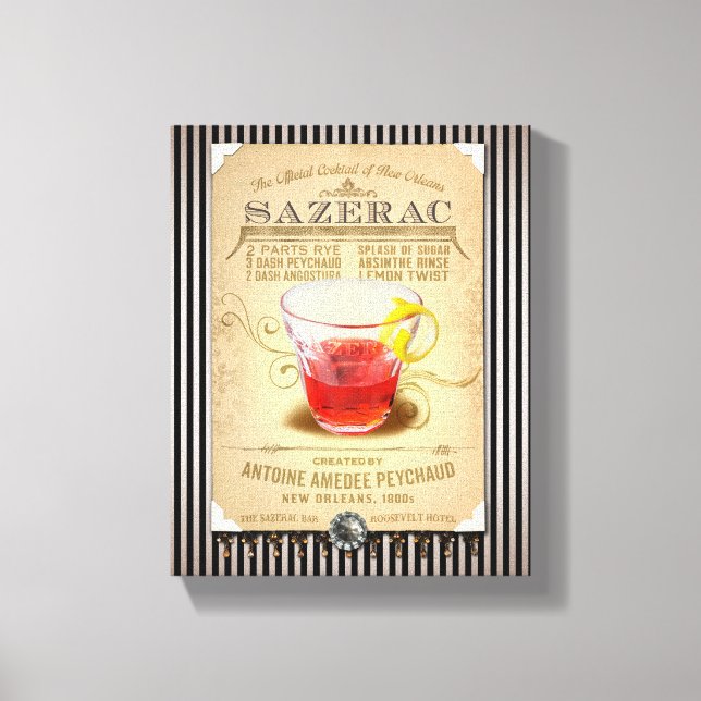 Sazerac the Official Cocktail of New Orleans Canvas Print (Front)