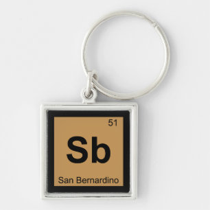 Sb - San Bernardino California Chemistry Symbol Keychain