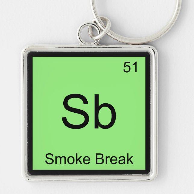 Sb - Smoke Break Chemistry Element Symbol Tee Keychain (Front)