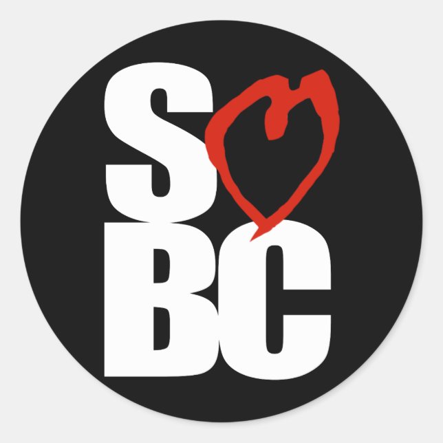SBC Red Heart Black Classic Round Sticker (Front)