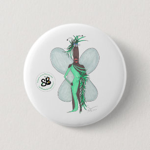 SBM Pseudo Celeb Green Feather Fashion Button Pin