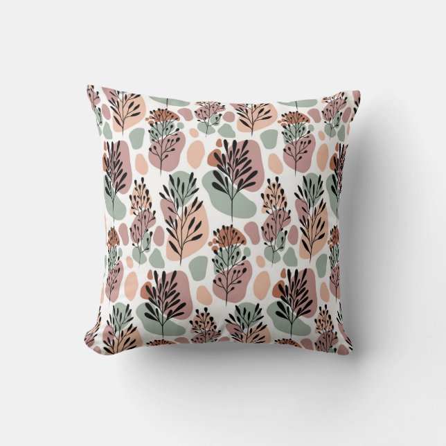 Sbstract leaves and organic shapes throw pillow (Front)