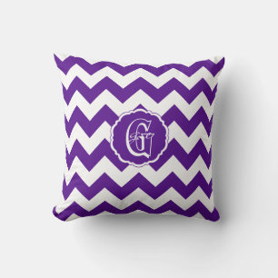 SC Chevron,Letter G Purple-White Pillow