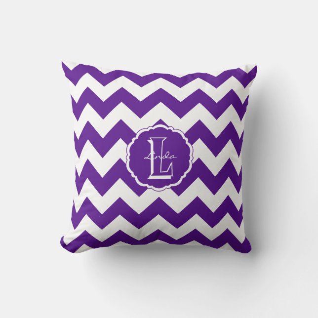 SC Chevron,Letter L Purple-White Pillow (Front)