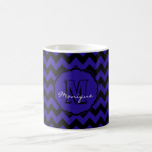 SC Monogram Chevron, Blue-Black-Coffee Mug