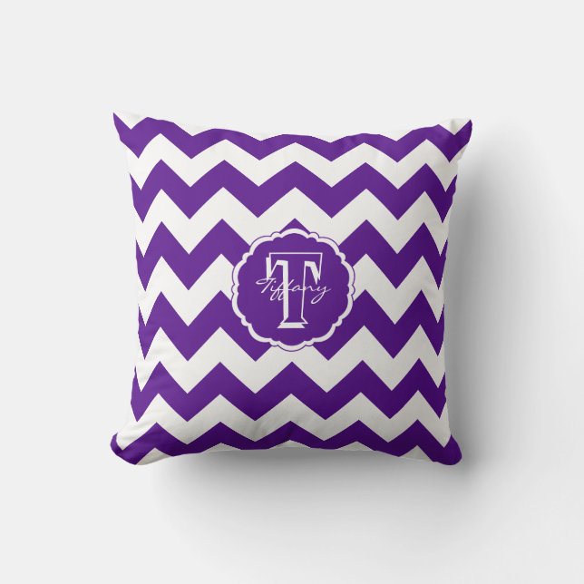 SC Monogram Chevron,Purple-White Square Pillow (Front)