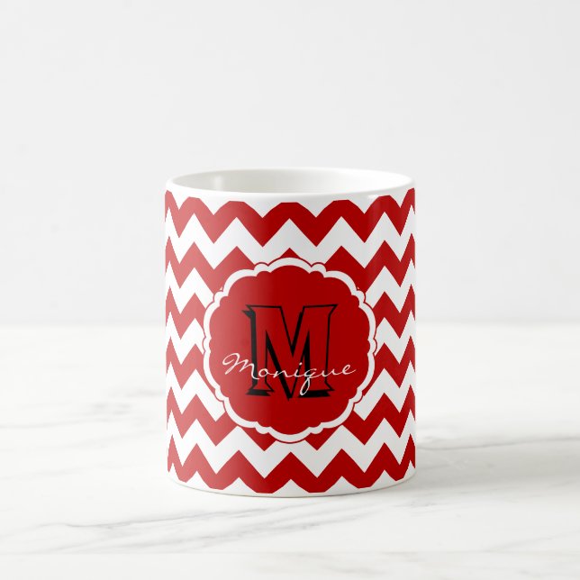 SC Monogram Chevron, Red-White-Coffee Mug (Center)